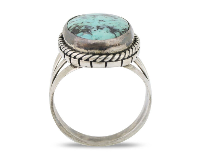 Navajo Ring 925 Silver Turquoise Native American Artist Size 7.75 C.80's