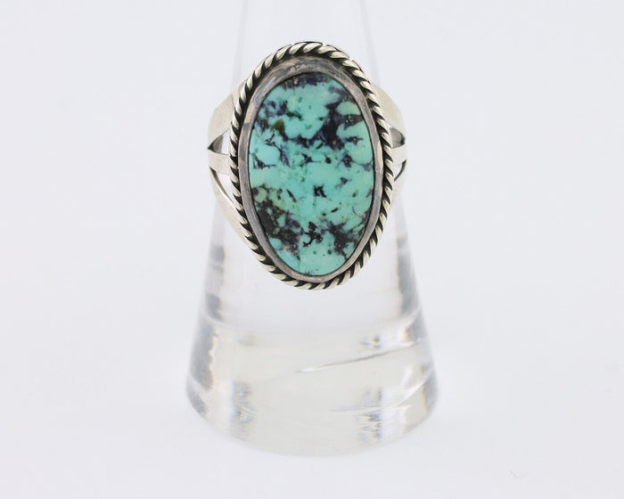 Navajo Ring 925 Silver Turquoise Native American Artist Size 7.75 C.80's