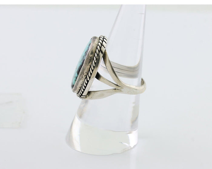Navajo Ring 925 Silver Turquoise Native American Artist Size 7.75 C.80's
