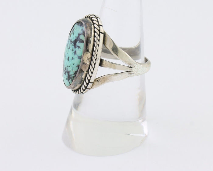 Navajo Ring 925 Silver Turquoise Native American Artist Size 7.75 C.80's