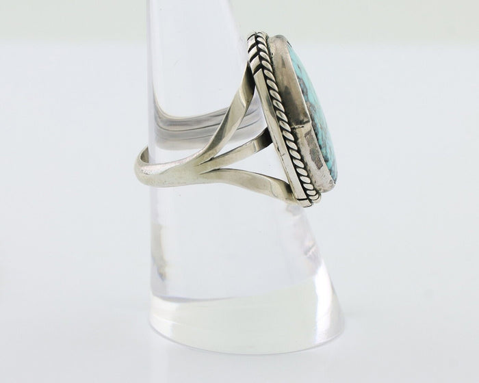 Navajo Ring 925 Silver Turquoise Native American Artist Size 7.75 C.80's