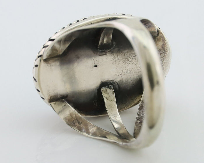 Navajo Ring 925 Silver Turquoise Native American Artist Size 7.75 C.80's