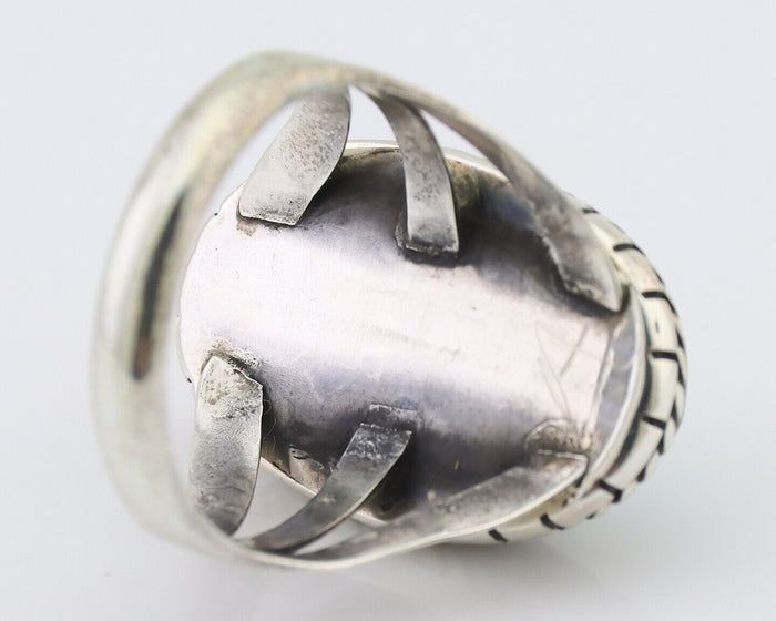 Navajo Ring 925 Silver Turquoise Native American Artist Size 7.75 C.80's