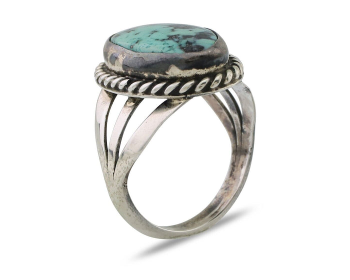 Navajo Ring 925 Silver Turquoise Native American Artist Size 8.0 C.80's