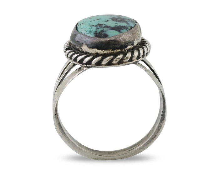 Navajo Ring 925 Silver Turquoise Native American Artist Size 8.0 C.80's