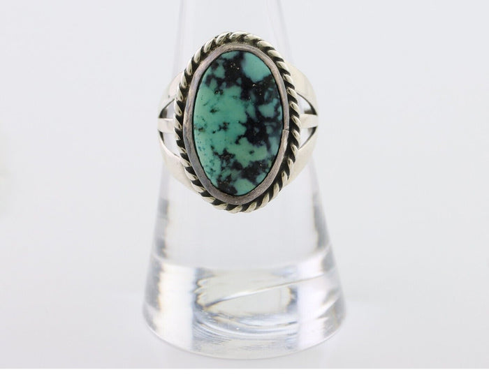 Navajo Ring 925 Silver Turquoise Native American Artist Size 8.0 C.80's