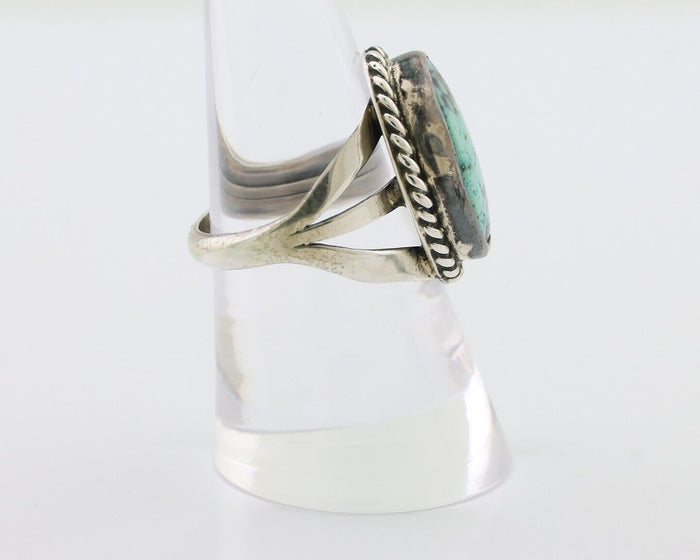 Navajo Ring 925 Silver Turquoise Native American Artist Size 8.0 C.80's