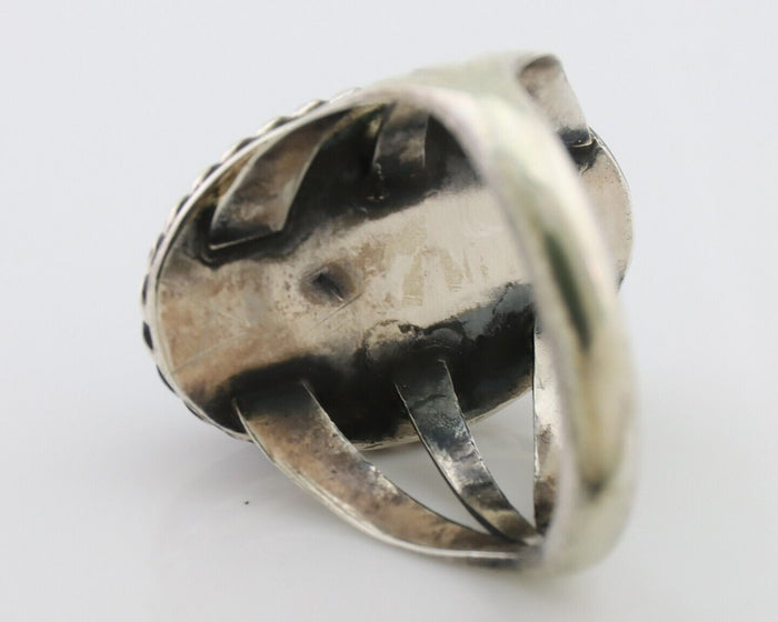 Navajo Ring 925 Silver Turquoise Native American Artist Size 8.0 C.80's