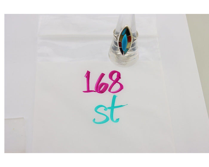 Navajo Ring 925 Silver Turquoise Shell Onyx Spiney Oyster Native Artist C80's