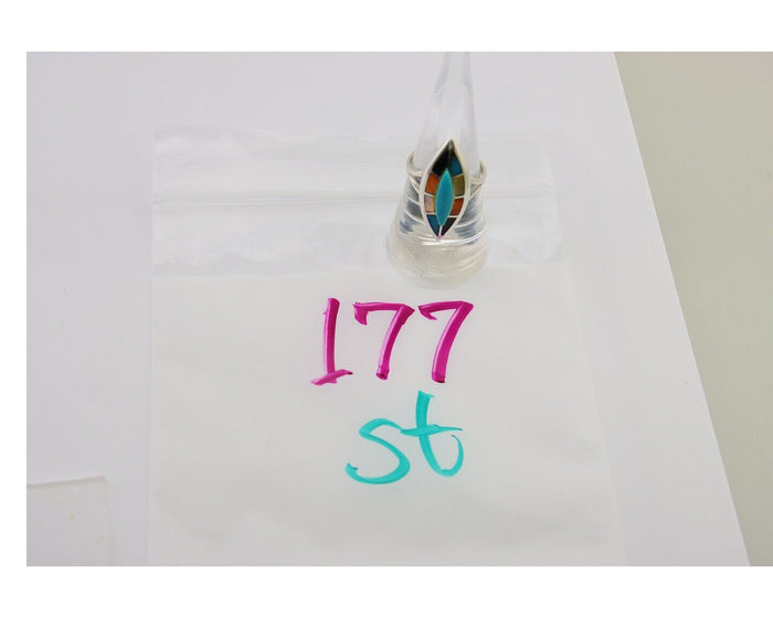Navajo Ring 925 Silver Turquoise Shell Onyx Spiney Oyster Native Artist C.80's