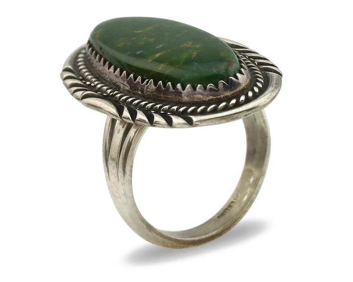 Navajo Ring .925 Silver Turquoise Signed M Begay C.1980's