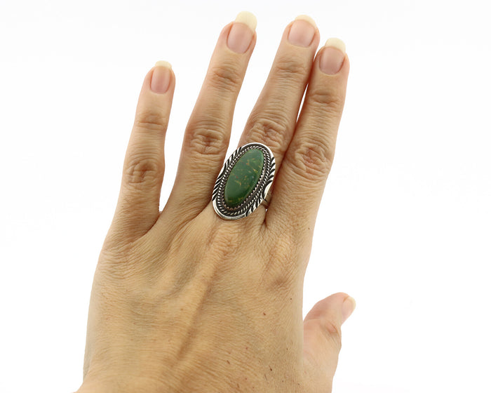 Navajo Ring .925 Silver Turquoise Signed M Begay C.1980's