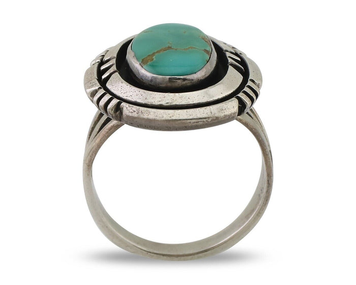 Navajo Ring 925 Silver Turquoise Signed William Denetdale Artist Sz 7.0 C.80's