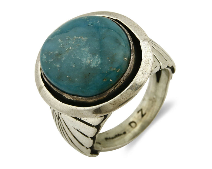 Navajo Ring .925 SOLID Silver Blue Gem Turquoise Signed Doug Zachary C.80's