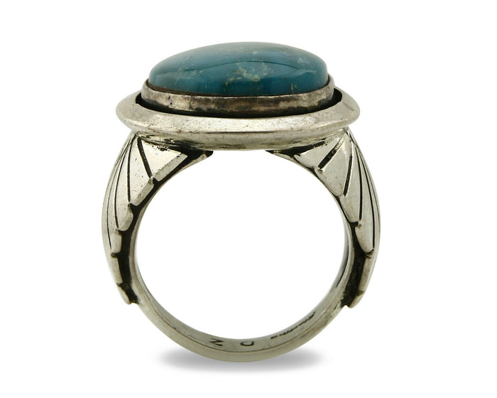 Navajo Ring .925 SOLID Silver Blue Gem Turquoise Signed Doug Zachary C.80's