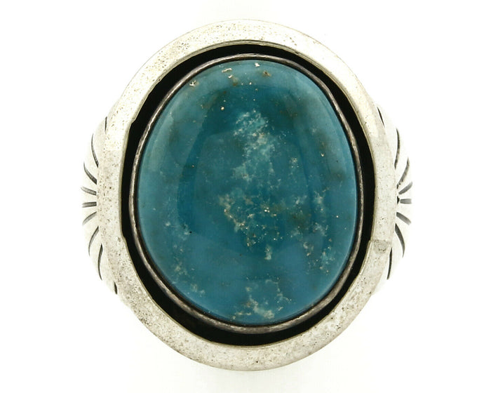 Navajo Ring .925 SOLID Silver Blue Gem Turquoise Signed Doug Zachary C.80's
