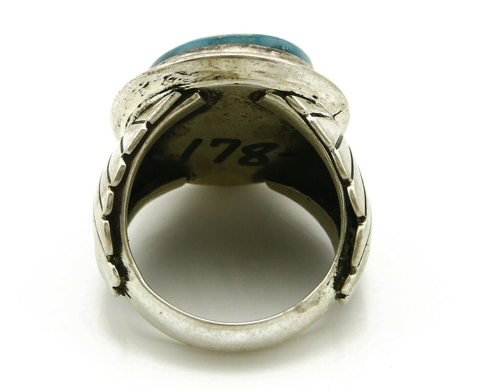 Navajo Ring .925 SOLID Silver Blue Gem Turquoise Signed Doug Zachary C.80's