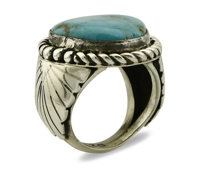 Navajo Ring .925 SOLID Silver Castle Dome Turquoise Signed Doug Zachary C.80's