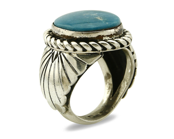Navajo Ring .925 SOLID Silver Castle Dome Turquoise Signed Doug Zachary C.80's