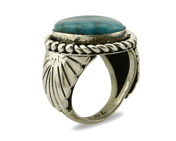 Navajo Ring .925 SOLID Silver Castle Dome Turquoise Signed Doug Zachary C.80's