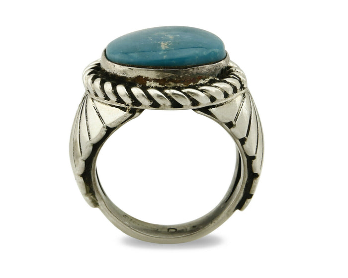 Navajo Ring .925 SOLID Silver Castle Dome Turquoise Signed Doug Zachary C.80's