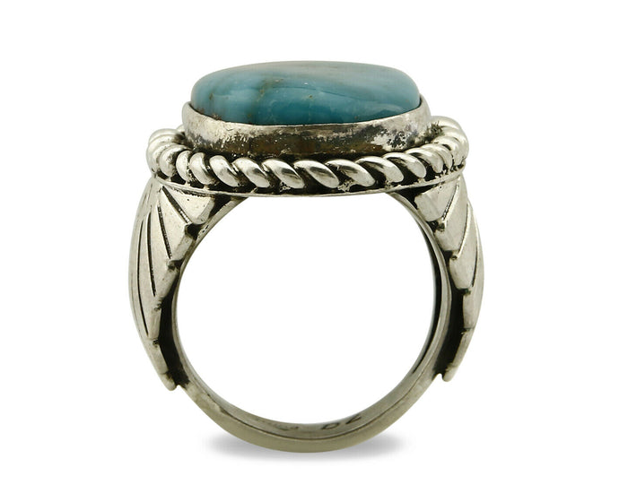 Navajo Ring .925 SOLID Silver Castle Dome Turquoise Signed Doug Zachary C.80's