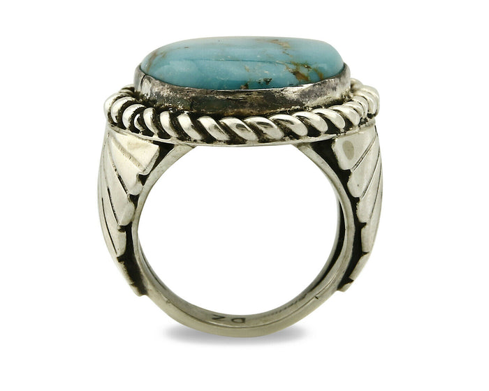 Navajo Ring .925 SOLID Silver Castle Dome Turquoise Signed Doug Zachary C.80's