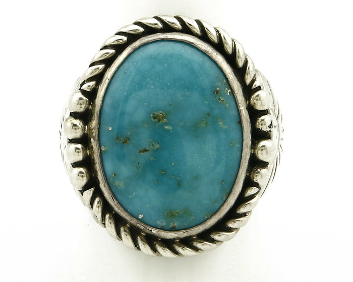 Navajo Ring .925 SOLID Silver Castle Dome Turquoise Signed Doug Zachary C.80's