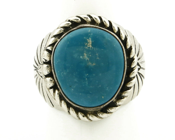 Navajo Ring .925 SOLID Silver Castle Dome Turquoise Signed Doug Zachary C.80's
