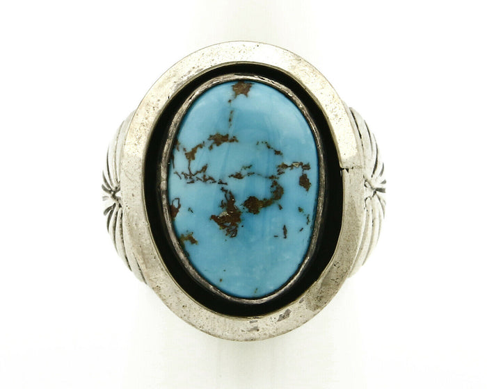 Navajo Ring .925 SOLID Silver Castle Dome Turquoise Signed Doug Zachary C.80's