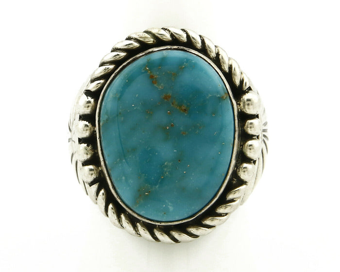 Navajo Ring .925 SOLID Silver Castle Dome Turquoise Signed Doug Zachary C.80's