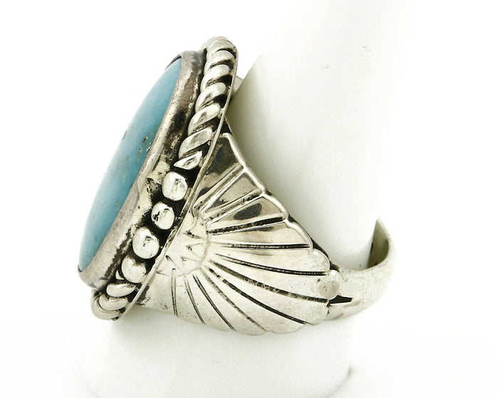 Navajo Ring .925 SOLID Silver Castle Dome Turquoise Signed Doug Zachary C.80's