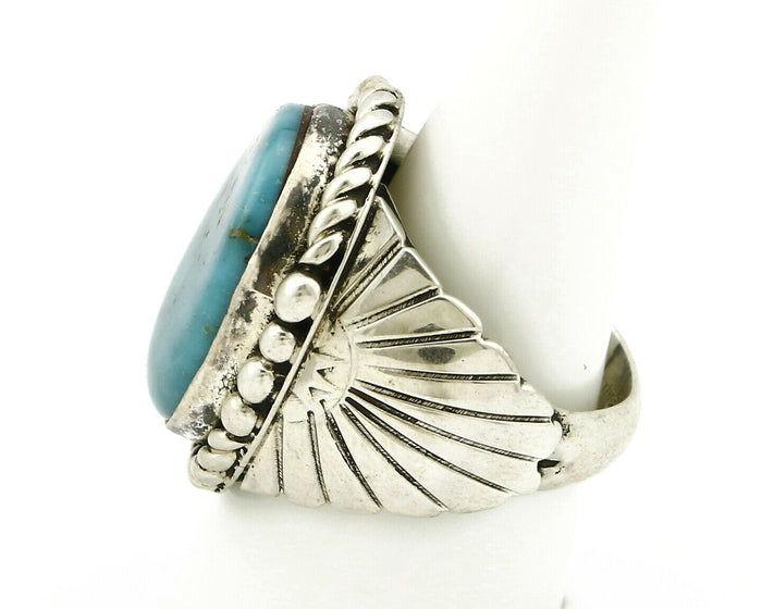 Navajo Ring .925 SOLID Silver Castle Dome Turquoise Signed Doug Zachary C.80's