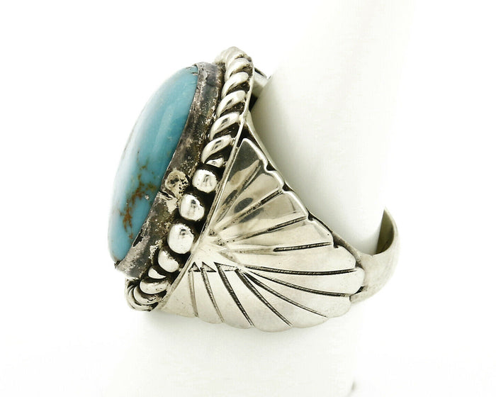 Navajo Ring .925 SOLID Silver Castle Dome Turquoise Signed Doug Zachary C.80's