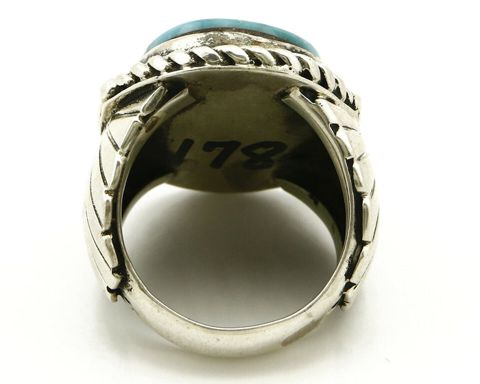 Navajo Ring .925 SOLID Silver Castle Dome Turquoise Signed Doug Zachary C.80's