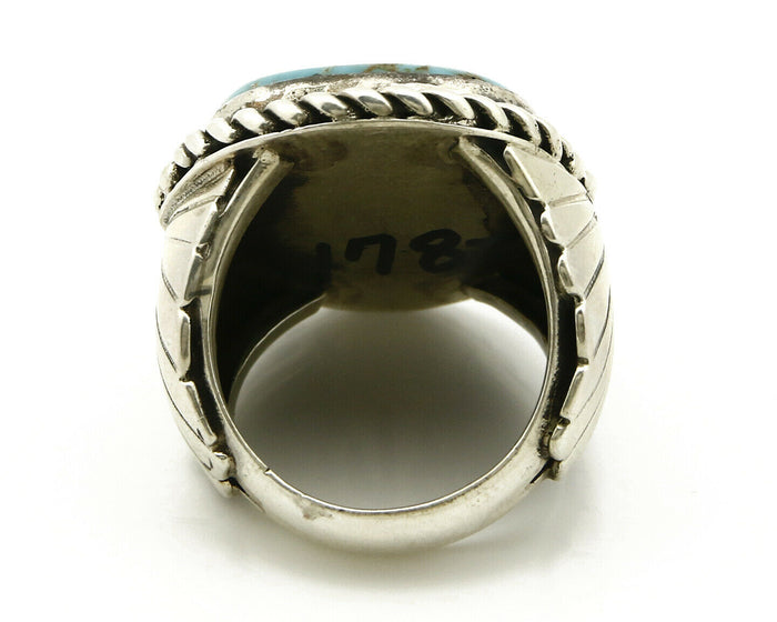 Navajo Ring .925 SOLID Silver Castle Dome Turquoise Signed Doug Zachary C.80's