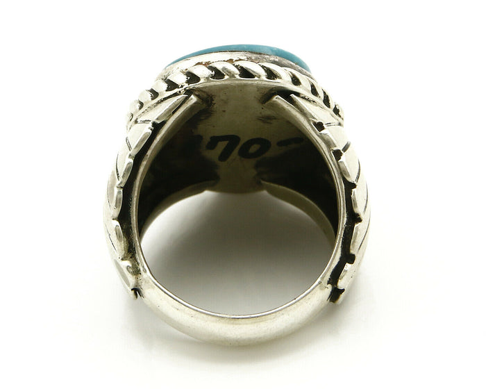 Navajo Ring .925 SOLID Silver Castle Dome Turquoise Signed Doug Zachary C.80's