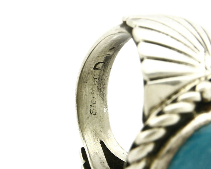 Navajo Ring .925 SOLID Silver Castle Dome Turquoise Signed Doug Zachary C.80's