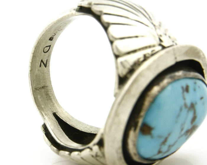 Navajo Ring .925 SOLID Silver Castle Dome Turquoise Signed Doug Zachary C.80's