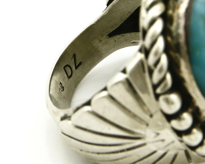 Navajo Ring .925 SOLID Silver Castle Dome Turquoise Signed Doug Zachary C.80's