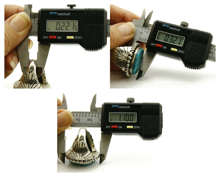 Navajo Ring .925 SOLID Silver Castle Dome Turquoise Signed Doug Zachary C.80's
