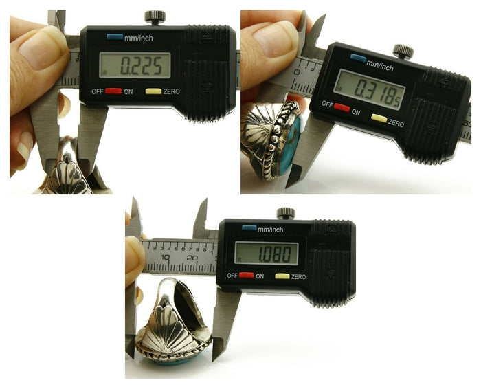 Navajo Ring .925 SOLID Silver Castle Dome Turquoise Signed Doug Zachary C.80's