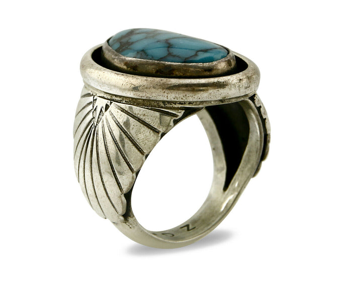 Navajo Ring .925 SOLID Silver China Mountain Turquoise Signed Doug Zachary C.80