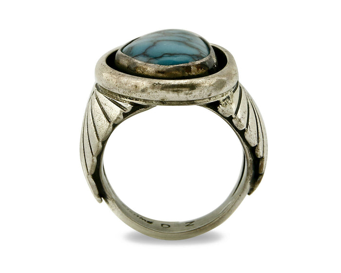 Navajo Ring .925 SOLID Silver China Mountain Turquoise Signed Doug Zachary C.80