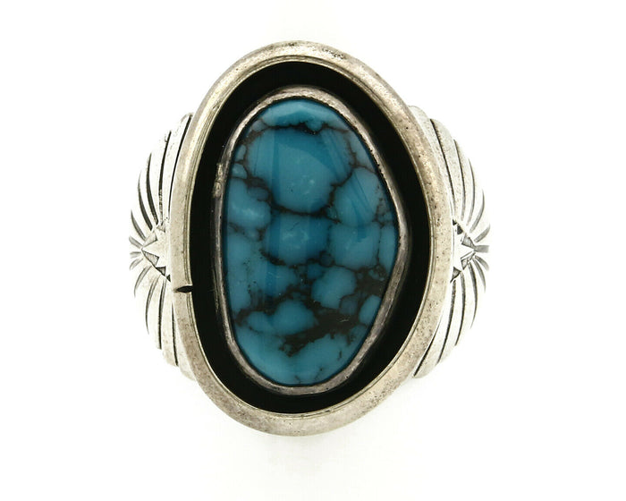 Navajo Ring .925 SOLID Silver China Mountain Turquoise Signed Doug Zachary C.80
