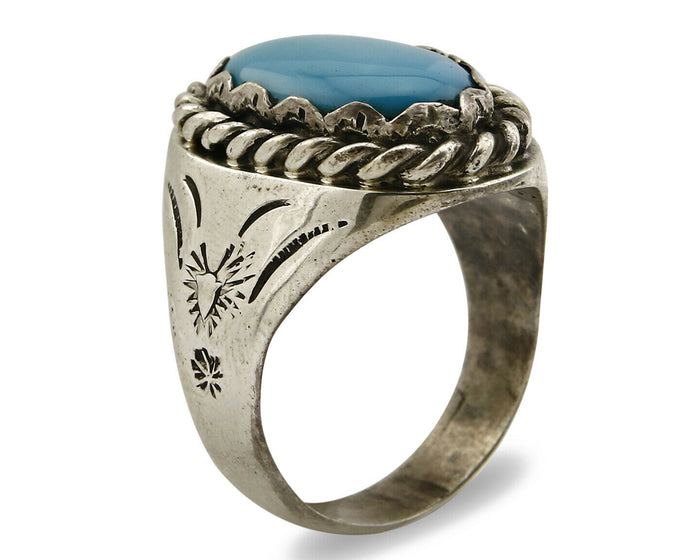 Navajo Ring .925 SOLID Silver Kingman Turquoise Artist Martha Cayatineto