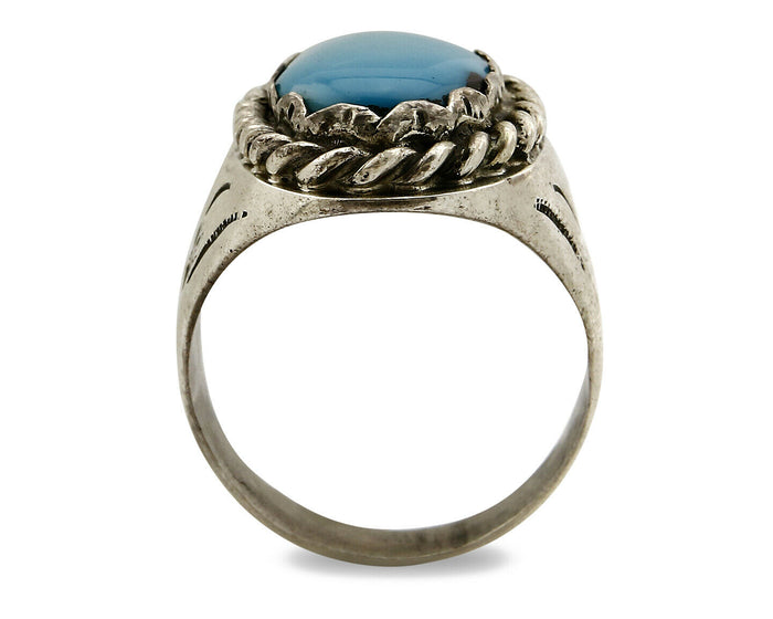 Navajo Ring .925 SOLID Silver Kingman Turquoise Artist Martha Cayatineto