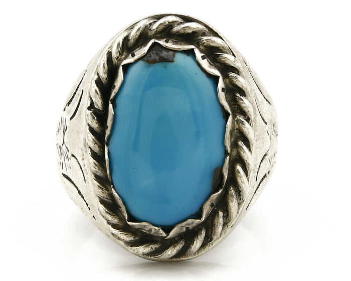 Navajo Ring .925 SOLID Silver Kingman Turquoise Artist Martha Cayatineto