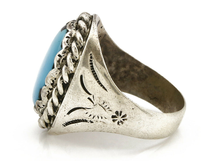 Navajo Ring .925 SOLID Silver Kingman Turquoise Artist Martha Cayatineto