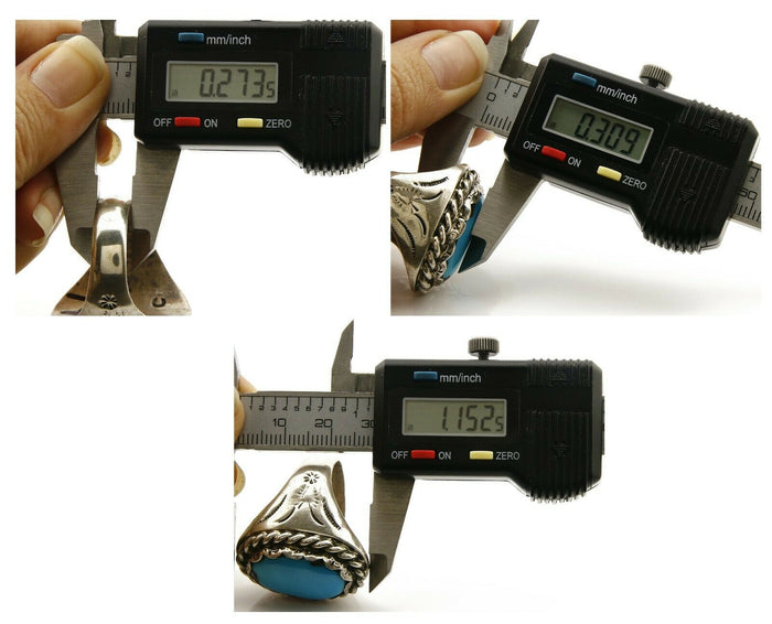 Navajo Ring .925 SOLID Silver Kingman Turquoise Artist Martha Cayatineto